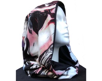 Only 2 made!! Psychedelic hood festival hood fractal hood colorful hood costume hood desert hood festival hat scarf  hippie hood party