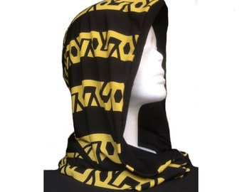 Limited edition *Only 3 made Black & Yellow Pattern Festival Hood - Cosplay, Rave