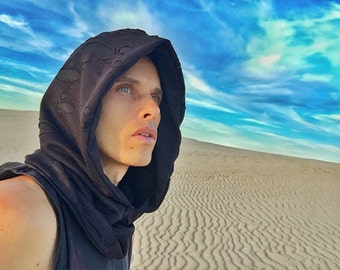 Dune of Sands Hood  - Futuristic, Desert, Rave, Festival, Hood, Black, Cosplay, Sci fi,  Hoodie, Fashion, Raver, Costume, Hat