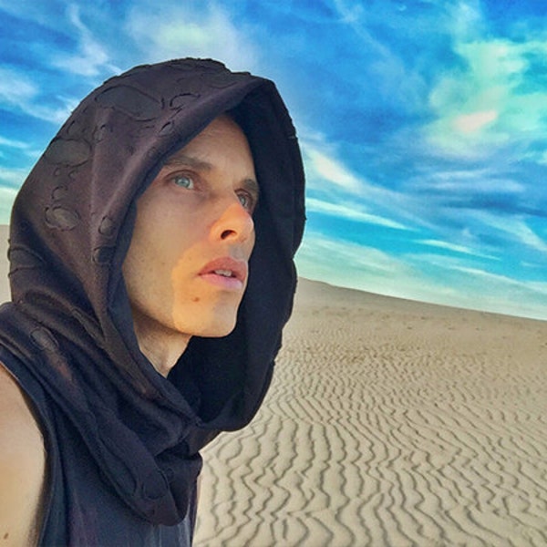 Dune of Sands Hood  - Futuristic, Desert, Rave, Festival, Hood, Black, Cosplay, Sci fi,  Hoodie, Fashion, Raver, Costume, Hat