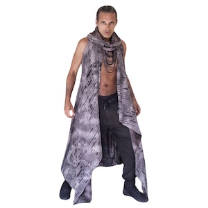 Grey Dune of Sand Reversible Top Reversible Hood  Small Medium Large Dystopian Apocalypse Edm Festival mens costume tribal ceremony boho