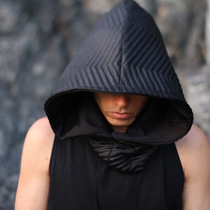 Read description before purchase Dune of Sand Futuristic, Desert, Rave, Festival, Hood, Black, Cosplay, Sci fi, Hoodie, Fashion image 6