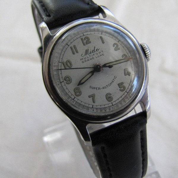 MIDO MULTIFORT GRANDLUXE Super Automatic 227 Vintage Stainless Steel Screwback 17J Model 817 Rare Dial