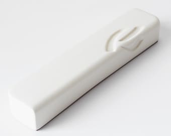 White ceramic Mezuzah case, Jewish wedding gift, Judaica, Jewish mezuzah, made in Israel, Judaica gift, modern mezuzah case, Scroll case