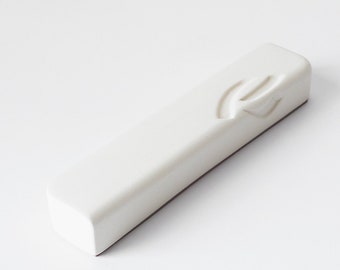 Mezuzah, White Mezuzah, Ceramic Mezuzah Case, Judaica, made in Israel, jewish wedding gift, judaica gift, modern mezuzah case, hanukkah