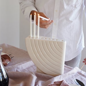 Judisk Chanukah-menorah, keramisk menorah, Chanukka-menorah, menorah för Chanukah, menorah-ljusstake, Chanukka-present, modern judaik