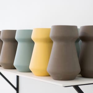 Minimalist Ceramic flower Vase, Yellow Vase, Ceramics and pottery, Scandinavian Modern Home Decor, ceramic Flower Pot, vase ceramic table image 5