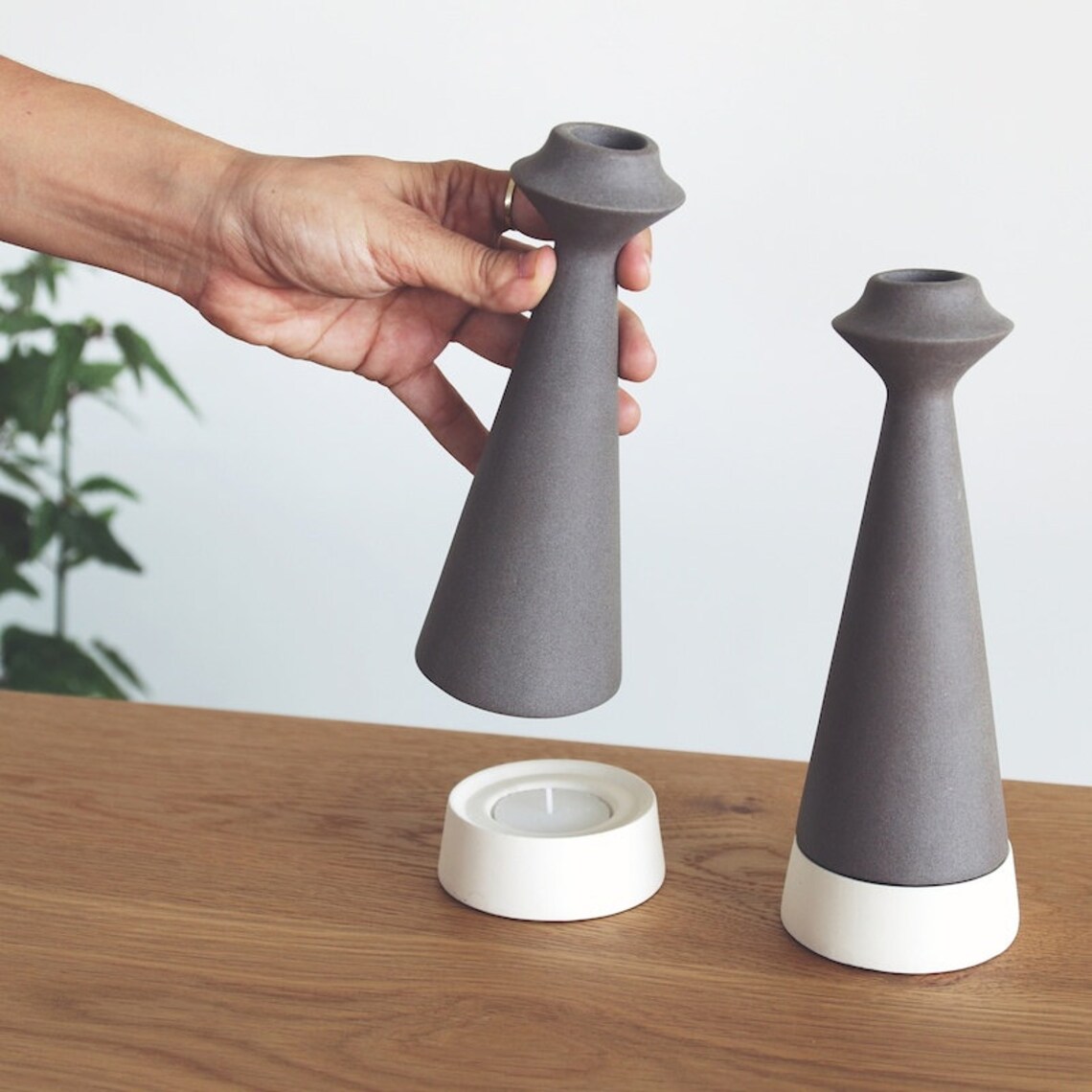 Tall Taper Candle Holder White Tealight Candle Holder Candle Etsy