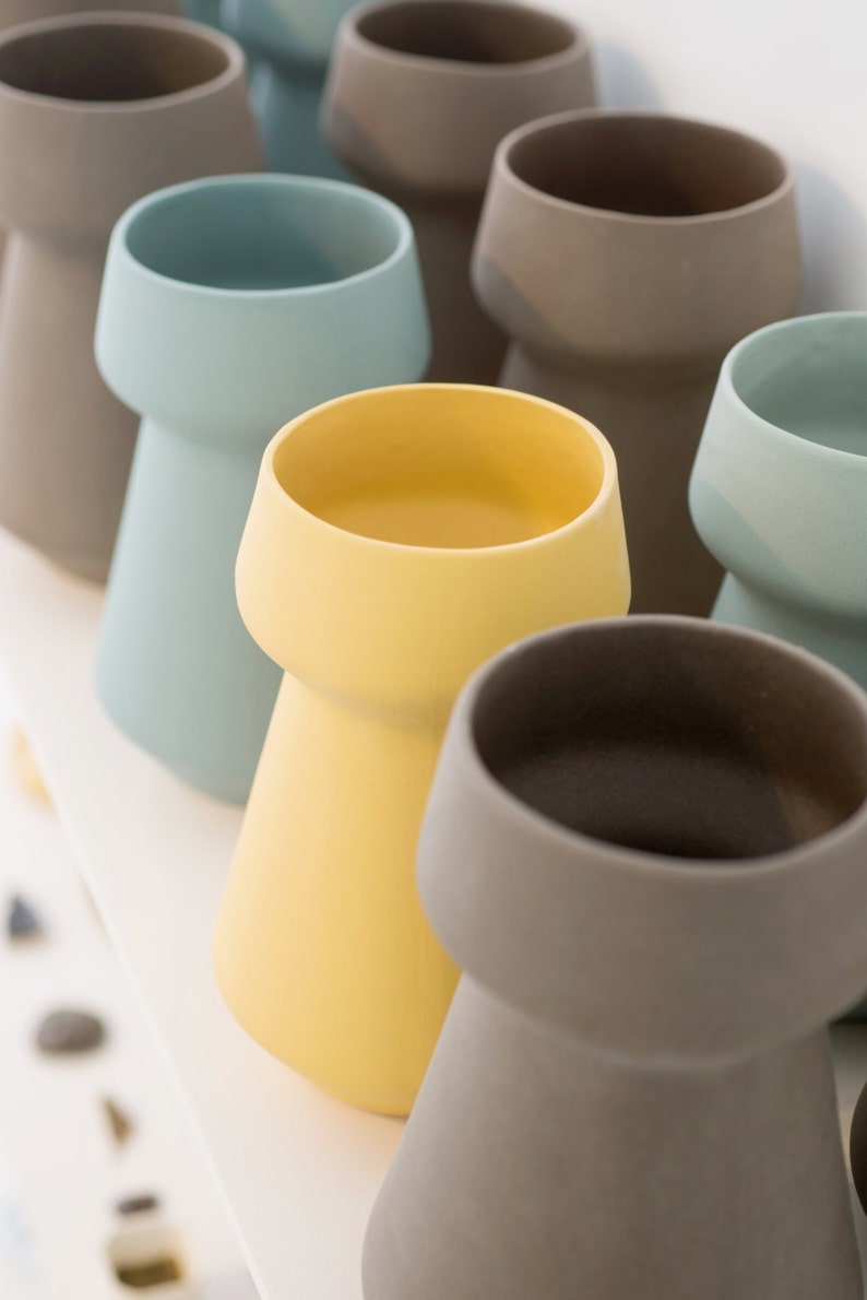 modern vase, Yellow Ceramic Vase, Wedding Centrepiece, Ceramic Pot, Pottery Vase, Wedding Table Decorations, Table Decor, modern minimalist image 4
