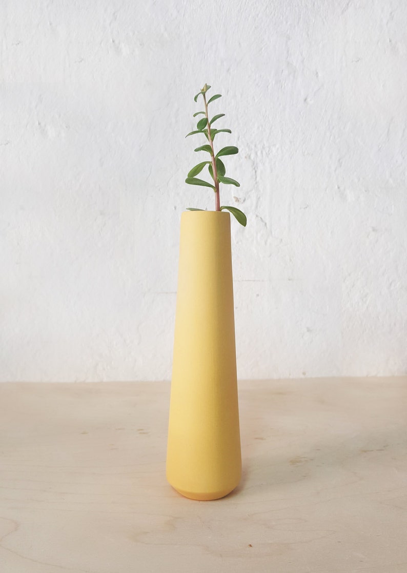 Yellow ceramic flower vase single flower vase table Etsy
