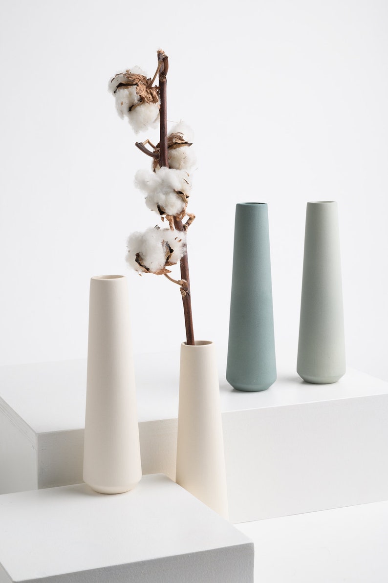 ceramic vase, single flower vase, minimalist Flower Vase, Modern Home Decor, pastel ceramic vase, modern home, pastel decoration flower vase image 3