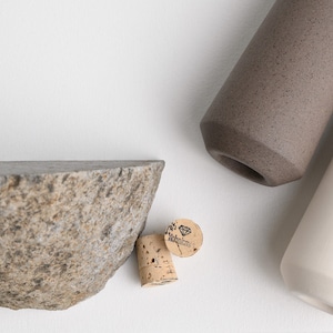 Salt and Pepper Shakers, white ceramics and lava stone, modern minimalist kitchen decor, modern tableware, kitchen accessories, for the home image 6