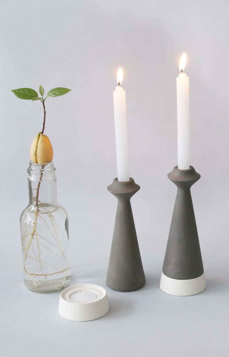 Candle Holder Set Mid Century Modern Home Decor Shabbat Etsy
