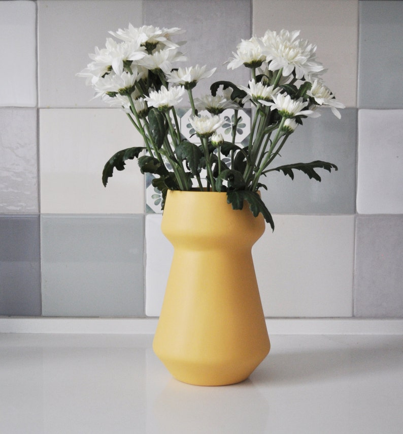 modern vase, Yellow Ceramic Vase, Wedding Centrepiece, Ceramic Pot, Pottery Vase, Wedding Table Decorations, Table Decor, modern minimalist image 1