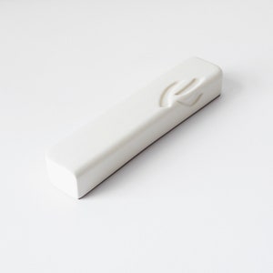 Small mezuzah, white ceramic mezuzah case, modern mezuzah cases and scrolls, mezuzahs, mezuzah, Israel, jewish gift, mezusa