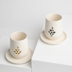 Kiddush cup set, modern ceramic Kiddush cup, wine goblet silver, Jewish wedding gift, Judaica Gift, Jewish Holiday gift, Kiddush cup gold