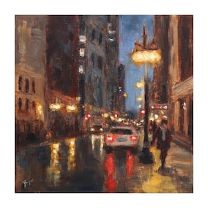 Original Oil Painting, 10x10, Oil on panel, Chicago Oil Painting, Original Artwork, Chicago art, Downtown Chicago, Chicago Painting