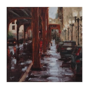 Original Oil Painting, &quot;After the Rain in the Loop&quot;, 10&quot;x10&quot;, Chicago Painting, Original Artwork, Chicago Art,Chicago Cityscape,Chicago Loop