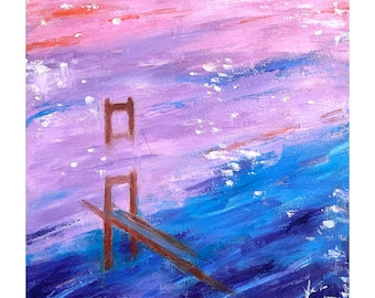 Original Oil Painting, 10x10, San Francisco Oil Painting, Original Art, Original SF Art, Golden Gate Bridge, San Francisco Wall Art