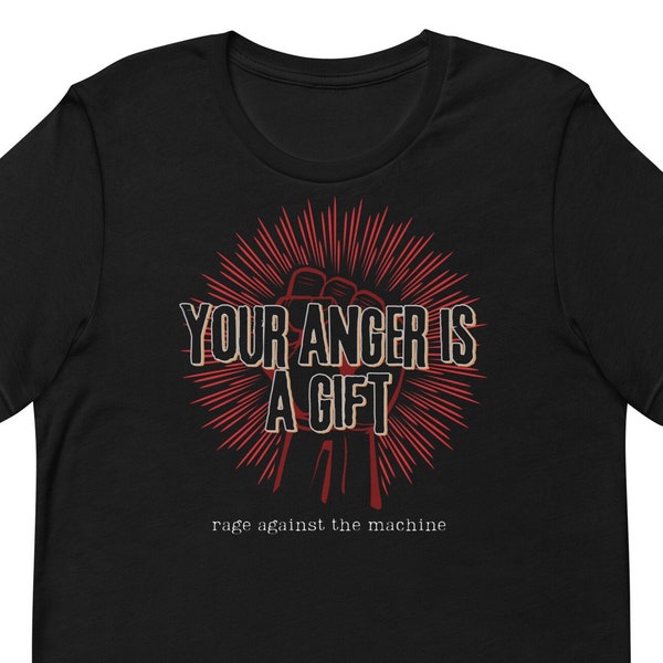 Rage gegen die Maschine T-Shirt ""Your Anger Is A Gift"" Freiheit Songtexte RATM Tee Größen XS bis 12X Plus Size - 1990er Jahre Band Shirt."