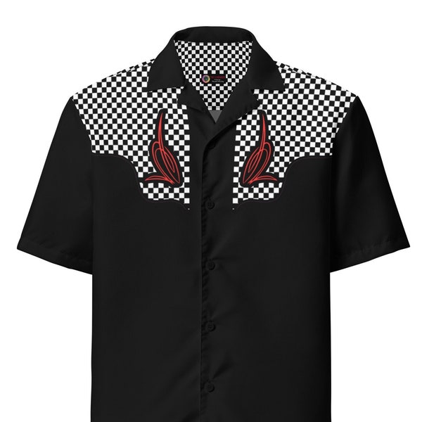The Eliminator Hod Rod Rockabilly Short Sleeve Retro Button Down Shirt in sizes 2XS to 6X - Rockabilly Bowling Shirt, Mens Summer Shirts