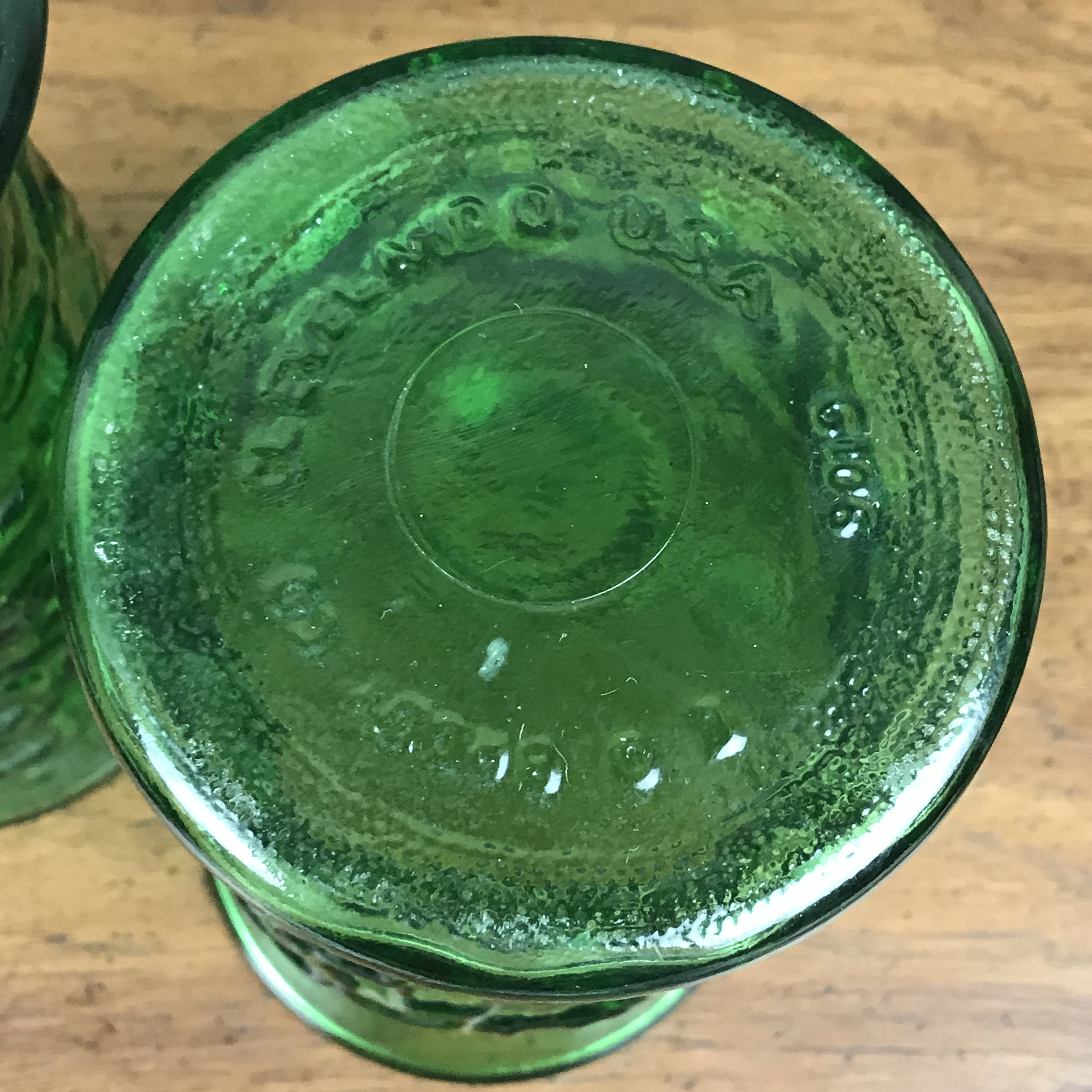 Side Table Centerpieces Pair Of Vintage Green Crinkle Glass Vases