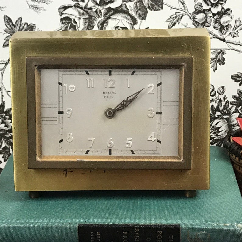 Bayard Brass Art Deco Table Clock 8 Day 7 Jewel French Image 0