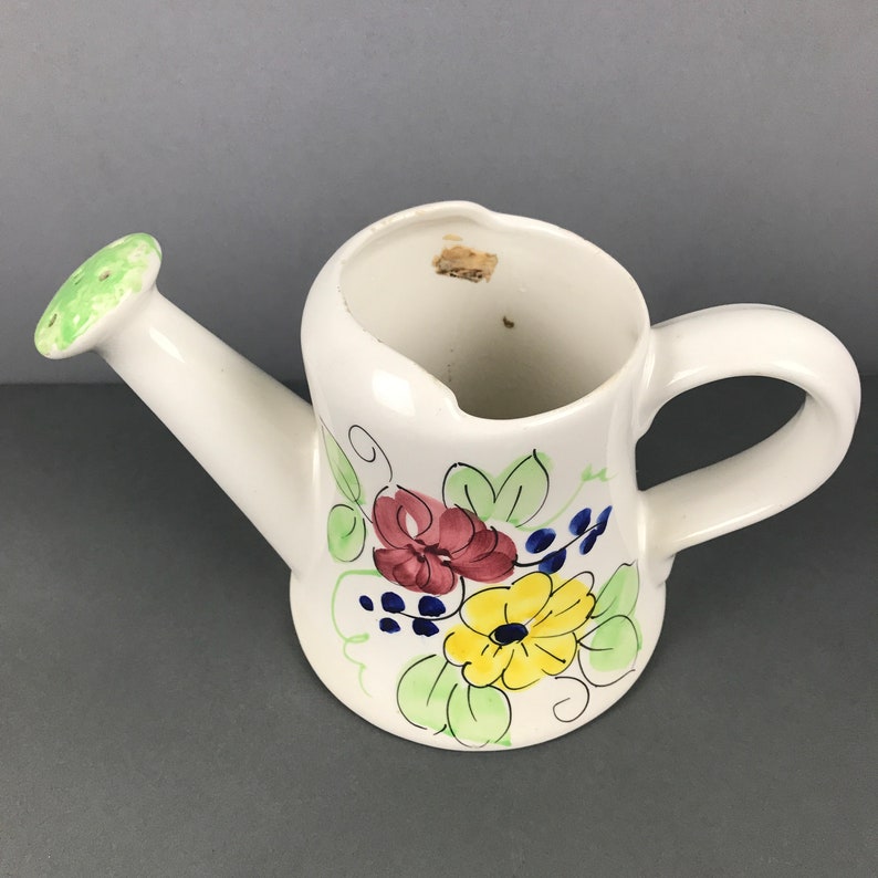 Vintage Ceramic Watering Can Planter Italian Pottery Flower Etsy