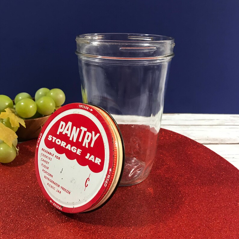 Vintage Pantry Storage Jar MidCentury 1950's Glass Etsy