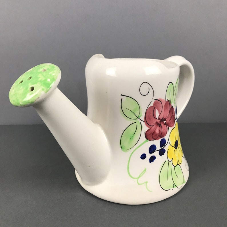Vintage Ceramic Watering Can Planter Italian Pottery Flower Etsy