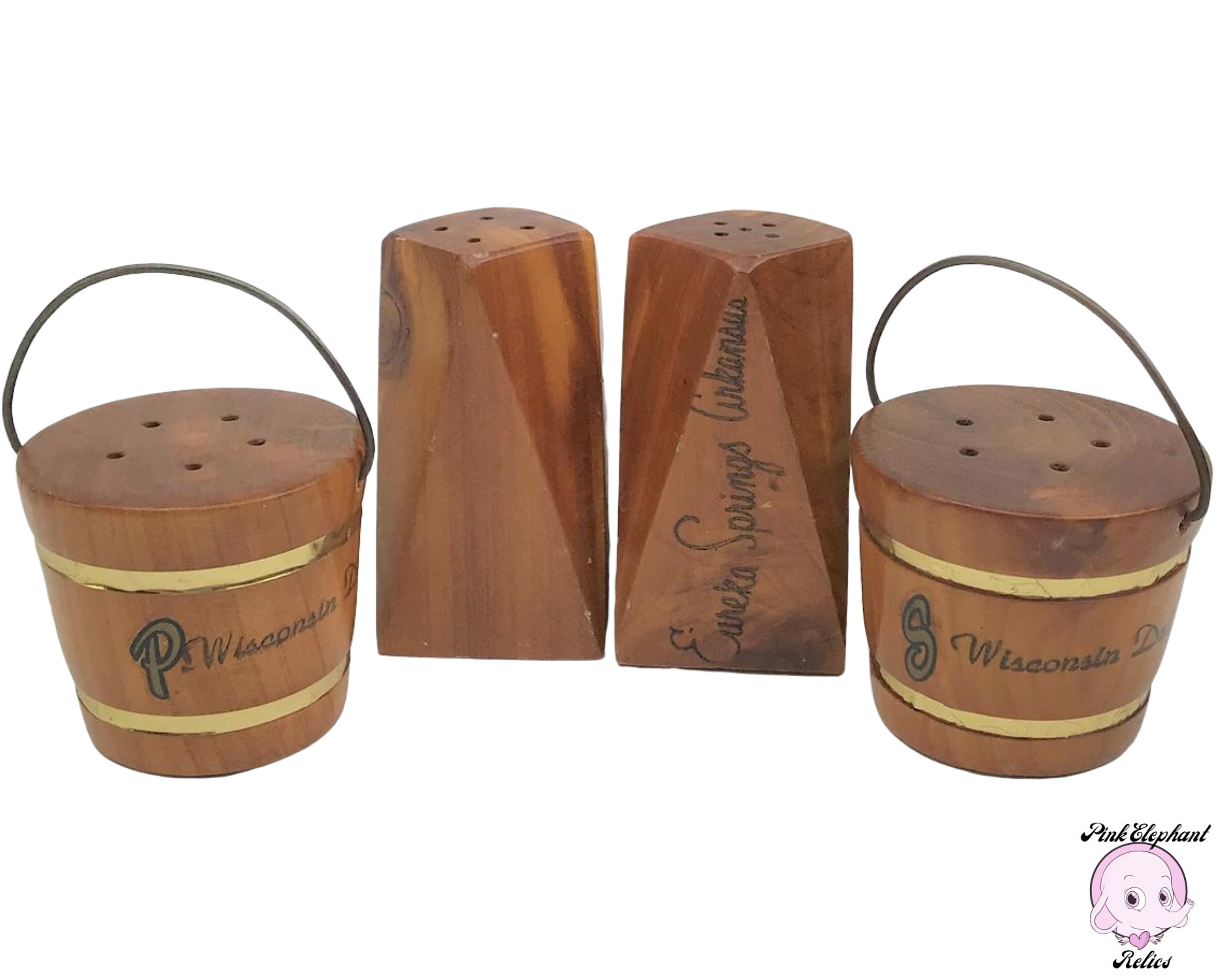 2 Sets of Kitschy Vintage Wooden Souvenir Salt & Pepper Shaker Etsy