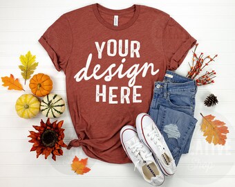 Fall Shirt Mockup Bella Canvas 3413 Clay Triblend T Shirt Etsy