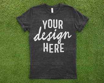 Mockup Bella Canvas 3001 Dark Grey Heather Shirt Flat Lay Etsy