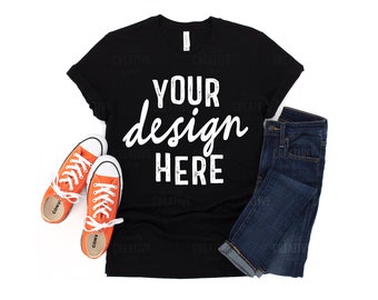 Mockup Dark Grey Heather Bella Canvas 3001 T Shirt Flat Etsy