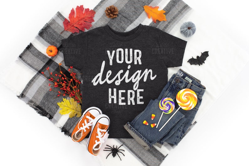 Download MOCKUP Dark Grey Heather Black Bella & Canvas 3001T Kids ...