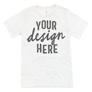 MOCKUP - White Fleck Triblend Bella Canvas T-Shirt 3413 Mockup Flat Lay Mock Up JPEG