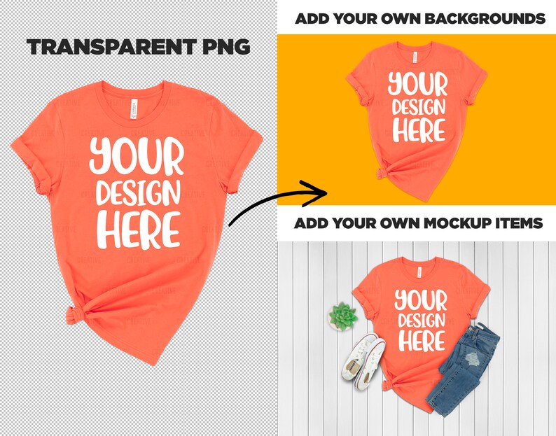 Download MOCKUP Bella Canvas Coral 3001 Knotted Women's T-Shirt | Etsy