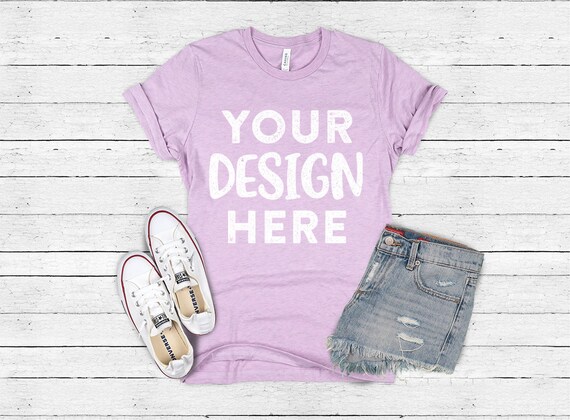 Mockup Bella Canvas 3001 Cvc Women S Heather Prism Etsy