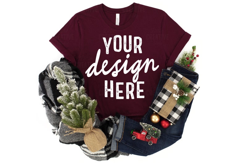 Download MOCKUP Maroon Bella Canvas 3001 Shirt Christmas T-Shirt | Etsy