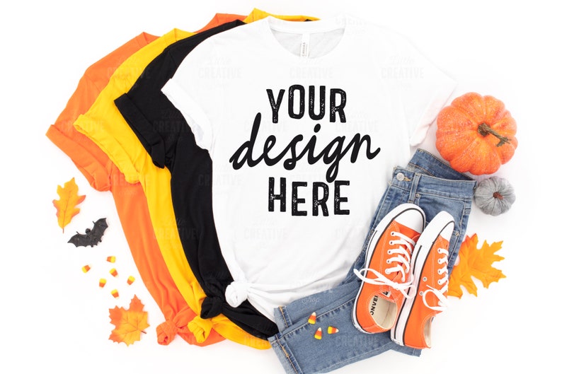 Download MOCKUP Black Orange Gold White Bella & Canvas 3001 Halloween | Etsy