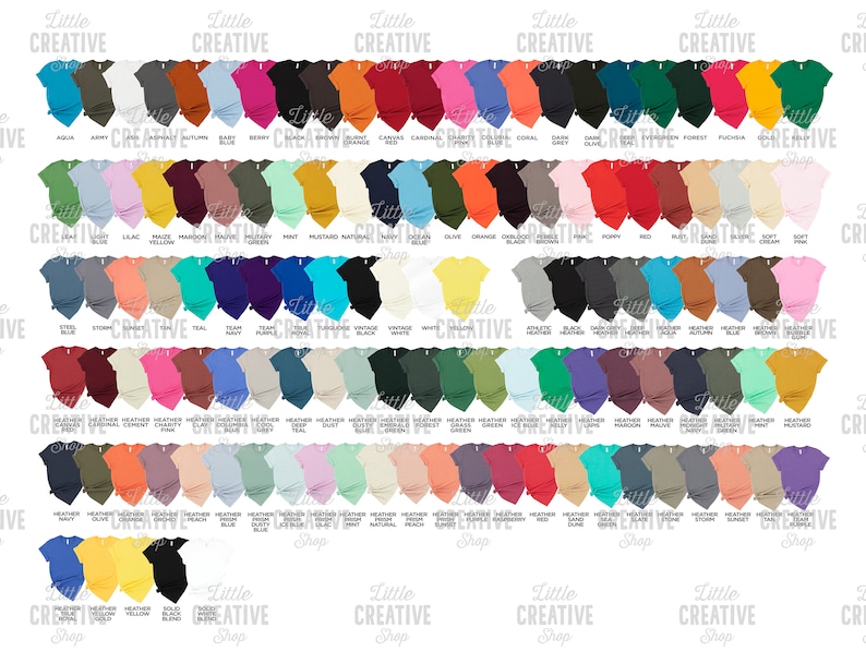 Download COLOR CHART Displays ALL 121 Colors of Bella & Canvas 3001 ...