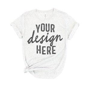MOCKUP - White Fleck Triblend Bella Canvas T-Shirt 3413 Women&#39;s Knotted Flat Lay Mock Up High Quality 300 DPI JPEG File