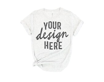 MOCKUP - White Fleck Triblend Bella Canvas T-Shirt 3413 Women's Knotted Flat Lay Mock Up High Quality 300 DPI JPEG File