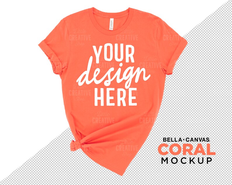Download MOCKUP Bella Canvas Coral 3001 Knotted Women's T-Shirt | Etsy