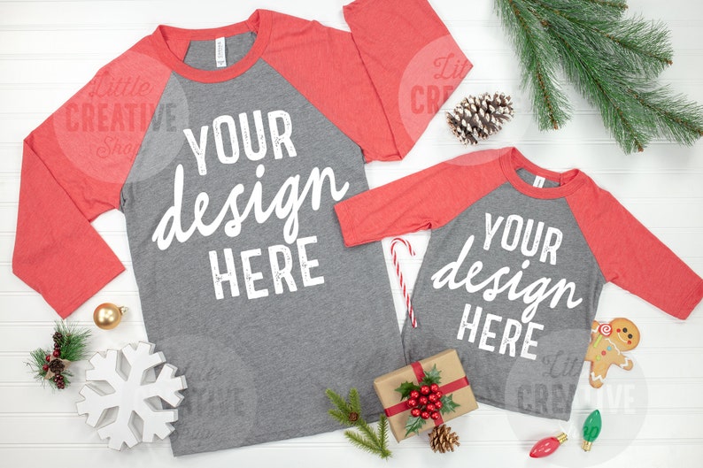 Download MOCKUP Bella Canvas 3200 Grey Light Red Triblend 3200T Kid ...