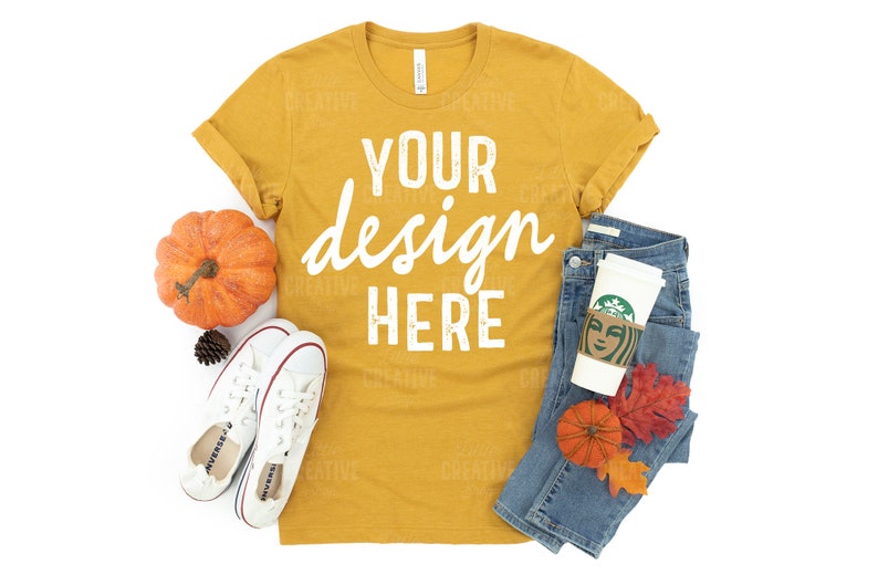 Download MOCKUP Heather Mustard Bella & Canvas 3001 Women's | Etsy