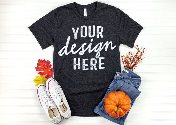 Mockup Bella Canvas 3001 Cvc Dark Grey Heather Unisex Etsy