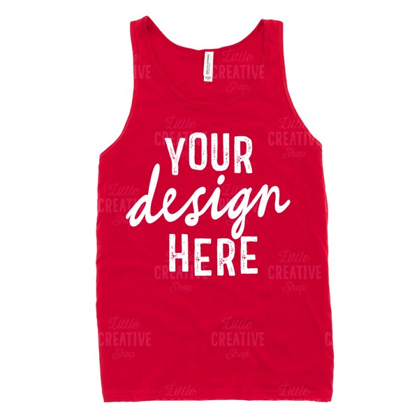 MOCKUP - Red Bella Canvas Tank Top 3480 July 4th Independence Day Mockup Flat Lay Mock Up JPEG FIle