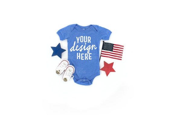 MOCKUP Heather Columbia Blue Bella Canvas 100B Infant Bodysuit