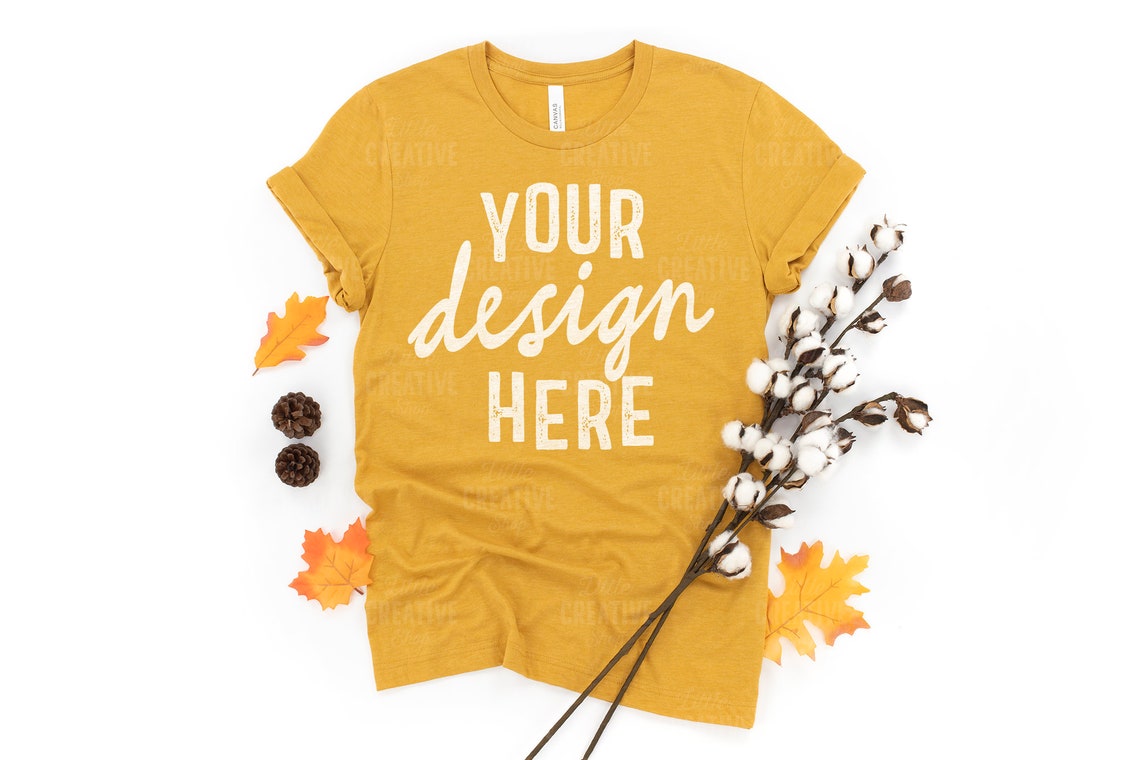 MOCKUP Bella & Canvas 3001 CVC Heather Mustard Unisex | Etsy